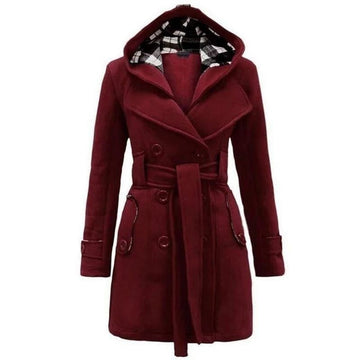 Buy Sajiero Fleece Double Breasted Waist Belt Long Coat in Pakistan