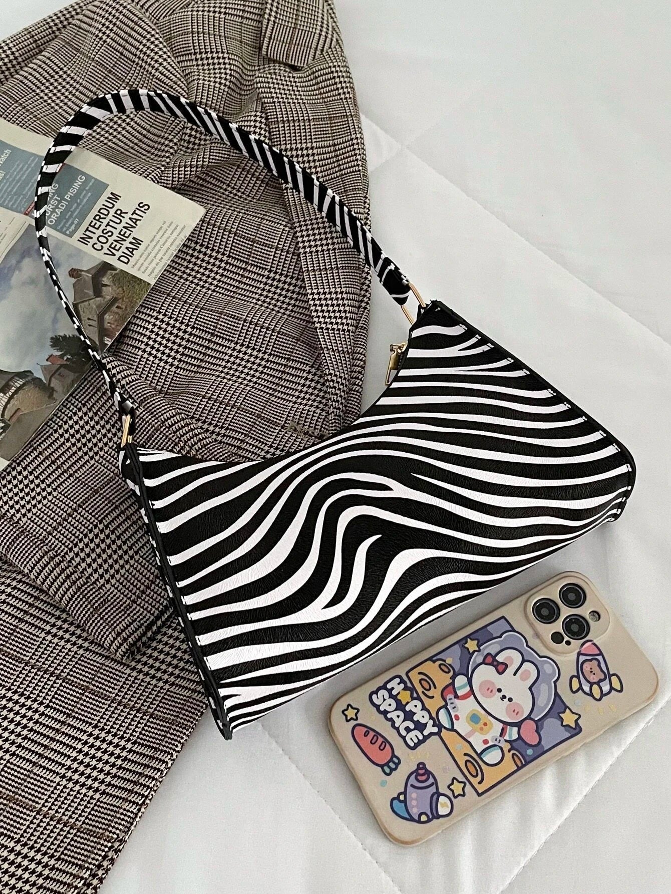 Buy SHEIN Women's Zebra Print Tote Shoulder Bag in Pakistan