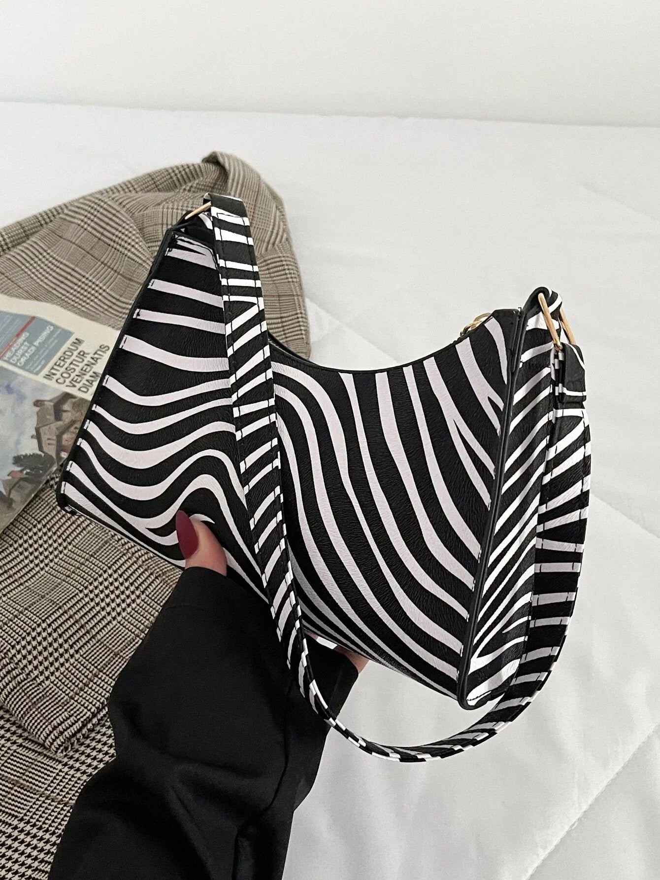 Buy SHEIN Women's Zebra Print Tote Shoulder Bag in Pakistan