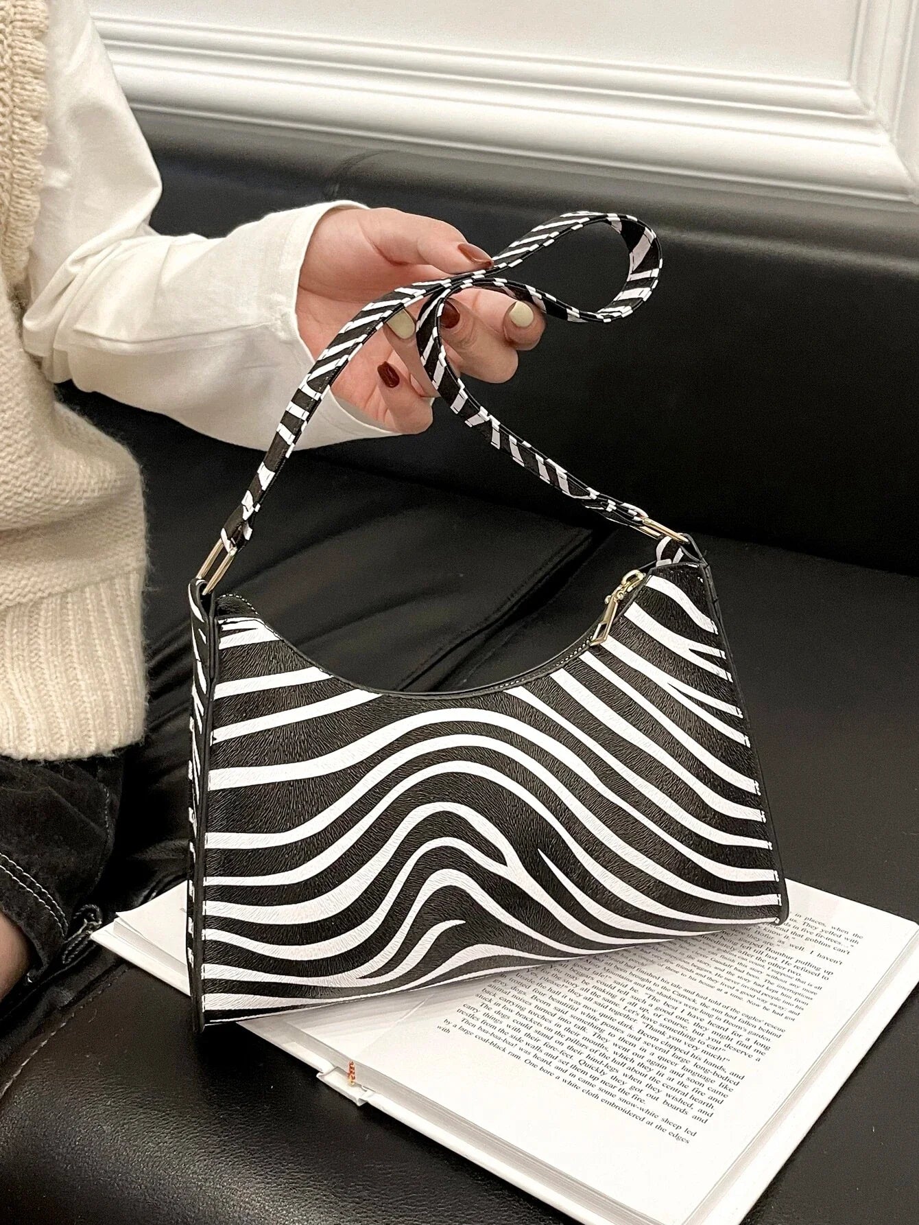 Buy SHEIN Women's Zebra Print Tote Shoulder Bag in Pakistan