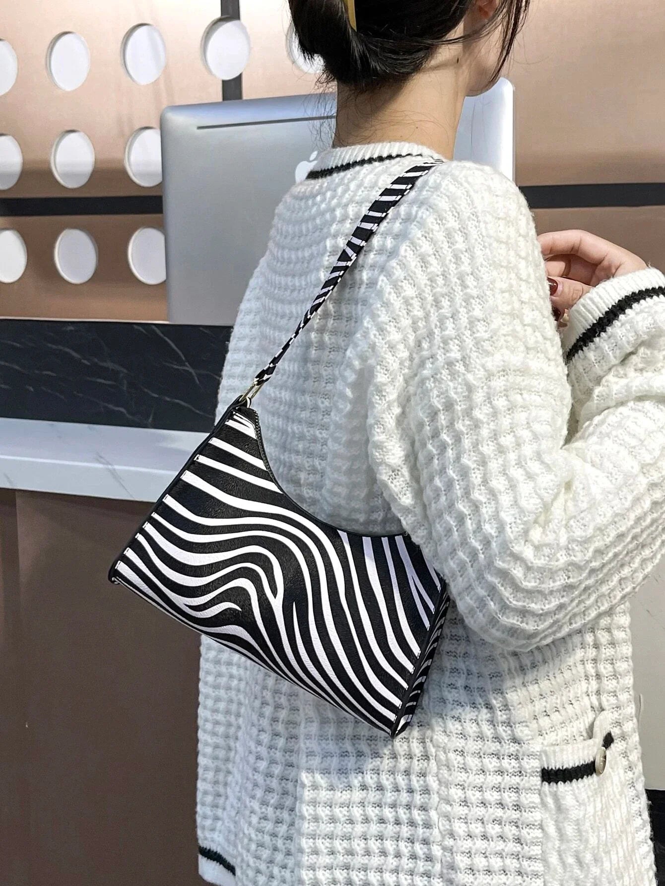 Buy SHEIN Women's Zebra Print Tote Shoulder Bag in Pakistan