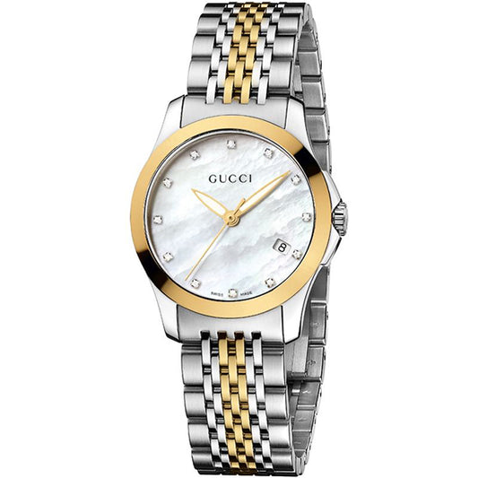 Buy Gucci G Timeless Mother of Pearl Dial Two Tone Steel Strap Watch for Women - YA126513 in Pakistan