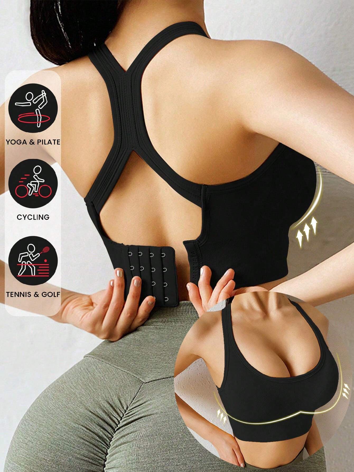 Buy SHEIN Yoga Sports Bra Wireless Gym Tops Underwear Cross Top Sports Tank Push Up Bras Hockproof Running Lingerie in Pakistan