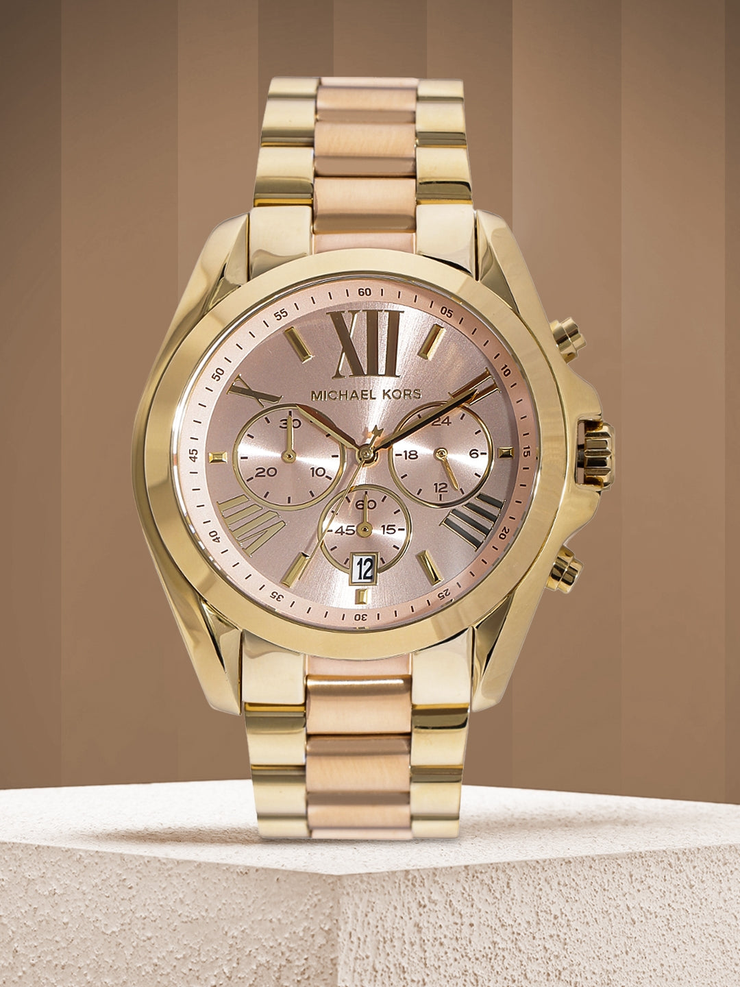 Buy Michael Kors Women's Bradshaw Pink Dial Two Tone Stainless Steel Watch - Mk6359 in Pakistan