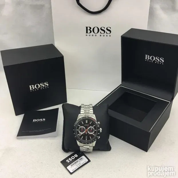 Buy Hugo Boss Mens Allure Chronograph Black Dial Silver Stainless Steel Strap Watch - 1513922 in Pakistan