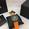 Buy Hugo Boss Volane Chronograph Black Dial Orange Rubber Strap Mens Watch 45mm 5ATM - 1513957 in Pakistan