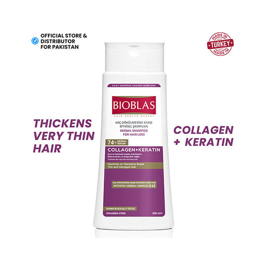 Buy Bioblas Anti-Hair Loss & Volume Shampoo (Collagen + Keratin) 360ml (Top Selling) in Pakistan