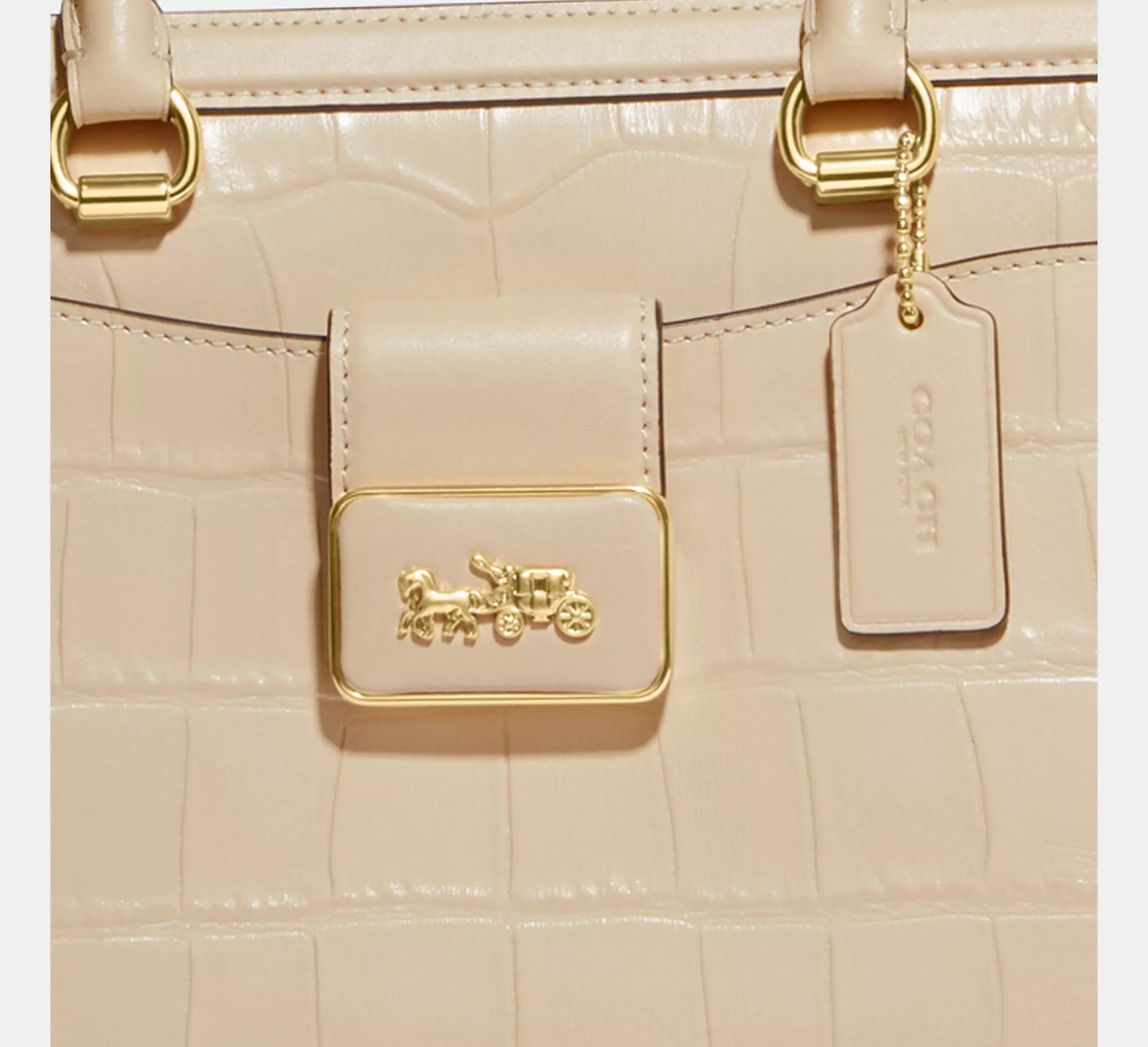 Buy Coach Grace Carryall Carriage Logo Satchel Bag Gold Ivory in Pakistan