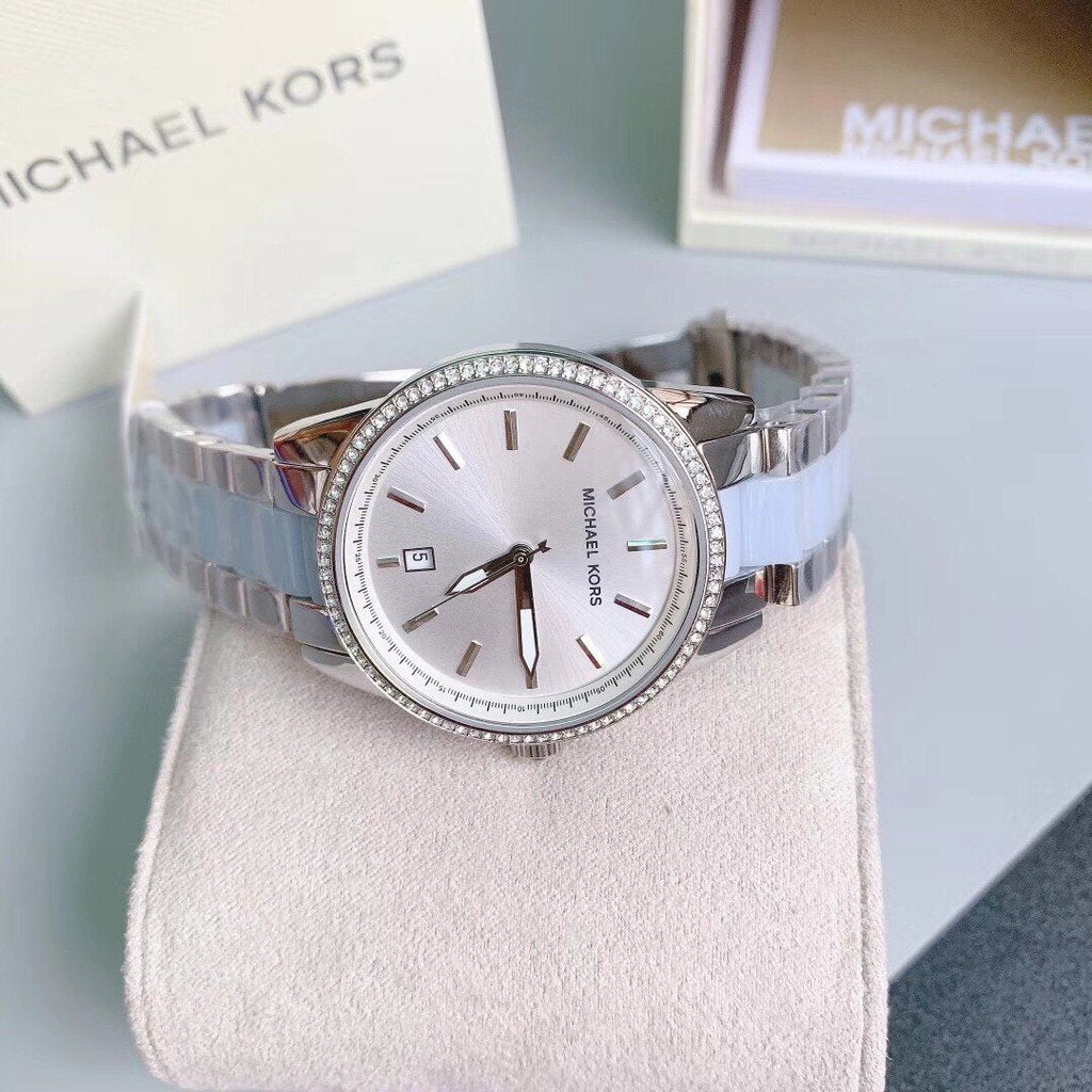 Buy Michael Kors Blue & Silver Steel Strap Silver Dial Women's Watch - Mk6348 in Pakistan