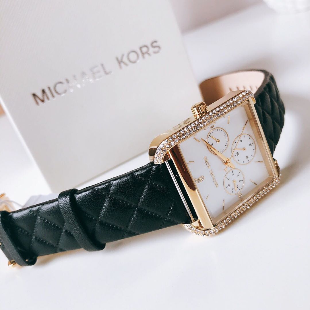 Buy Michael Kors Mother of Pearl Dial Black Leather Strap Watch for Women - Mk2769 in Pakistan