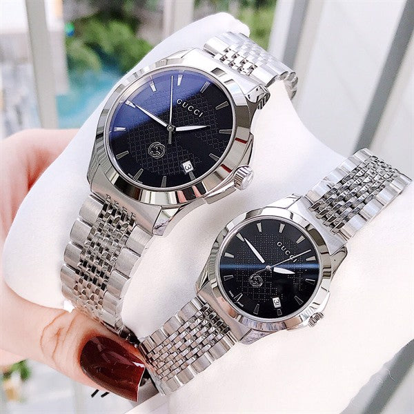 Buy Gucci Women's Swiss Made Quartz Silver Stainless Steel Black Dial 27mm Watch YA1265006 in Pakistan