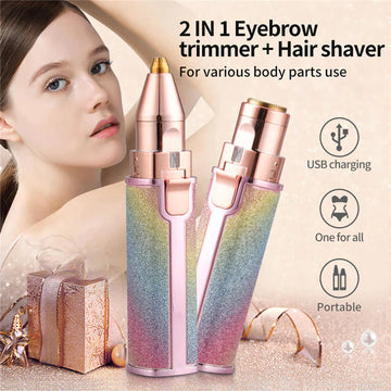 Buy Facial Beauty - 2 In 1 Rechargeable Electric Eyebrow Trimmer + Body Facial Hair Removal in Pakistan