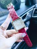 Buy Michael Kors White Rectangle Dial Maroon Leather Strap Watch for Women - MK2770 in Pakistan