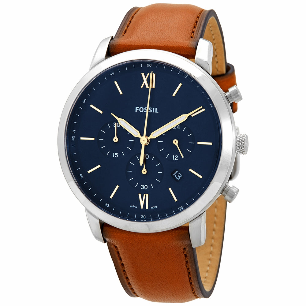 Buy Fossil Men's Chronograph Quartz Brown Leather Strap Blue Dial 44mm Watch FS5453 in Pakistan