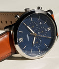 Buy Fossil Men's Chronograph Quartz Brown Leather Strap Blue Dial 44mm Watch FS5453 in Pakistan