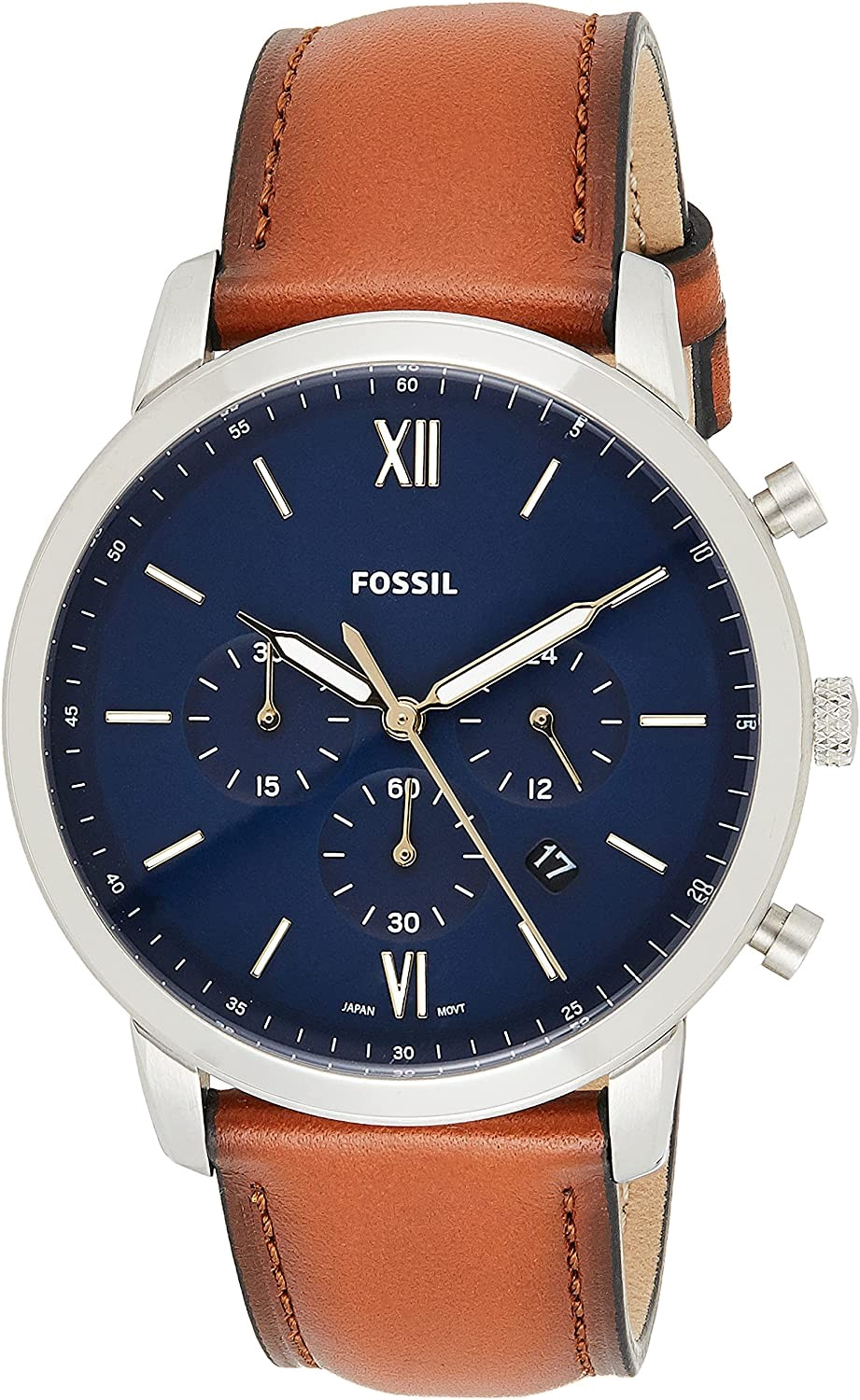 Buy Fossil Men's Chronograph Quartz Brown Leather Strap Blue Dial 44mm Watch FS5453 in Pakistan