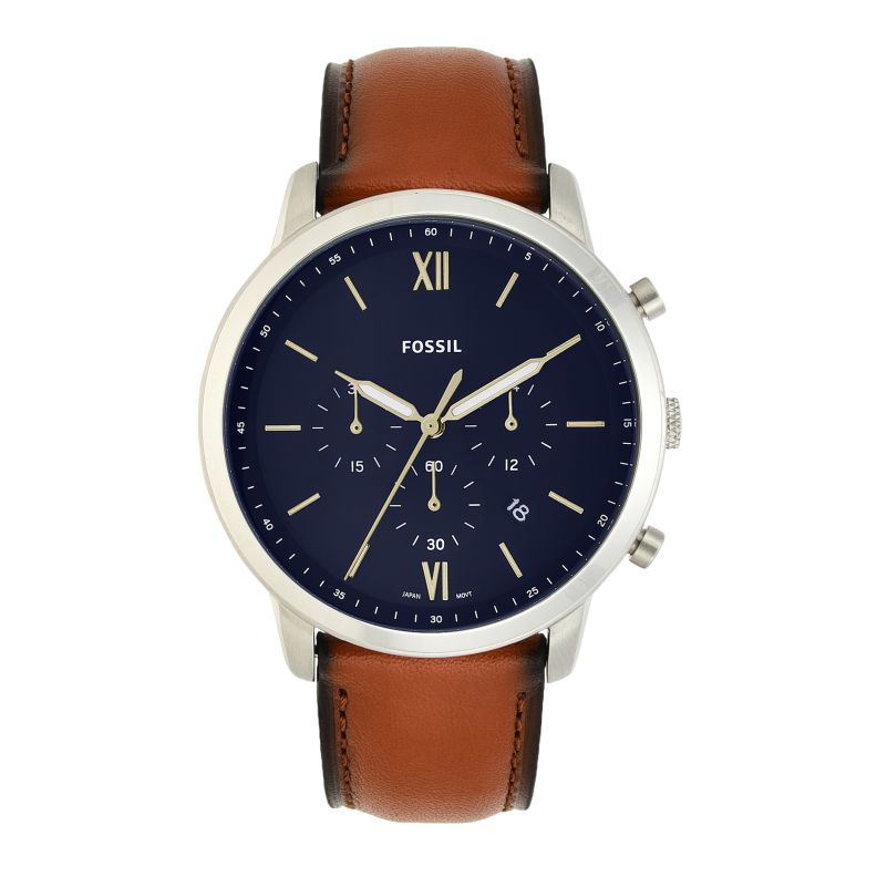 Buy Fossil Men's Chronograph Quartz Brown Leather Strap Blue Dial 44mm Watch FS5453 in Pakistan