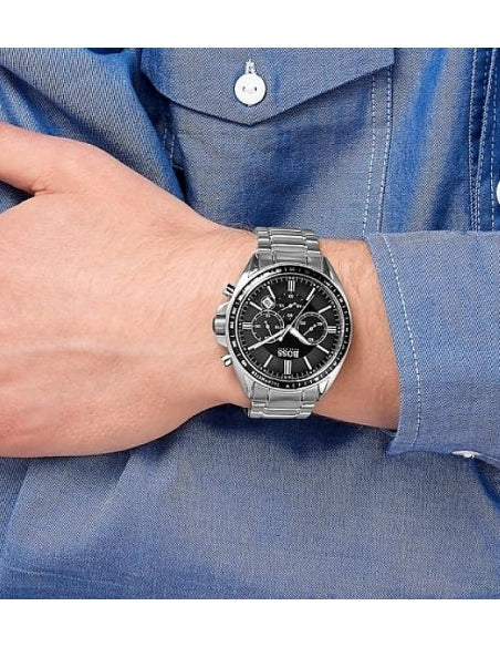 Buy Hugo Boss Mens Chronograph Quartz Stainless Steel Black Dial 44mm Watch - 1513080 in Pakistan