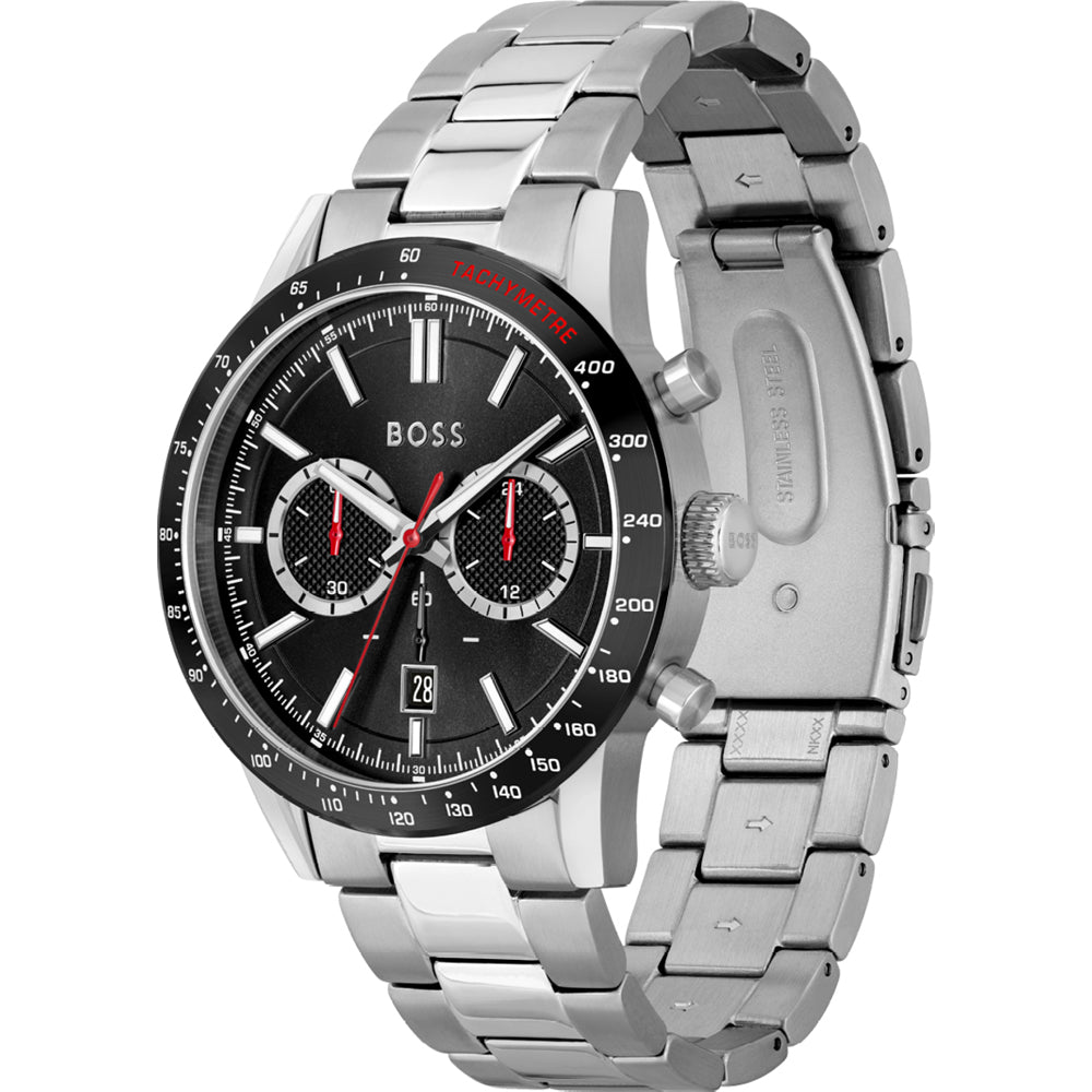 Buy Hugo Boss Mens Allure Chronograph Black Dial Silver Stainless Steel Strap Watch - 1513922 in Pakistan
