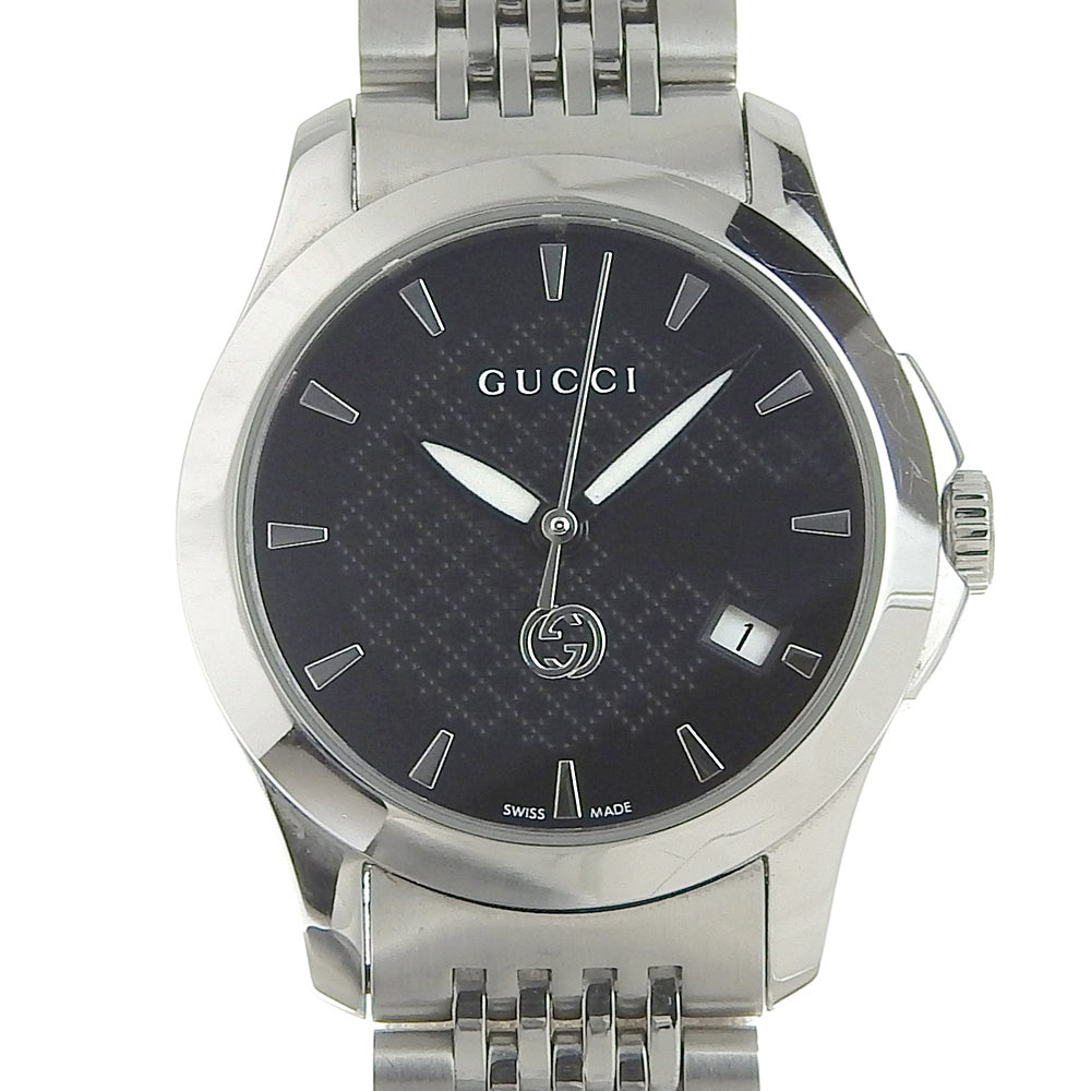 Buy Gucci Women's Swiss Made Quartz Silver Stainless Steel Black Dial 27mm Watch YA1265006 in Pakistan