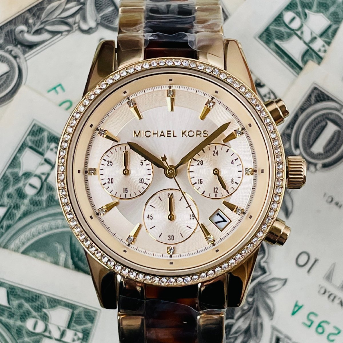 Buy Michael Kors Ritz Gold Dial Two Tone Steel Strap Watch for Women - MK6322 in Pakistan