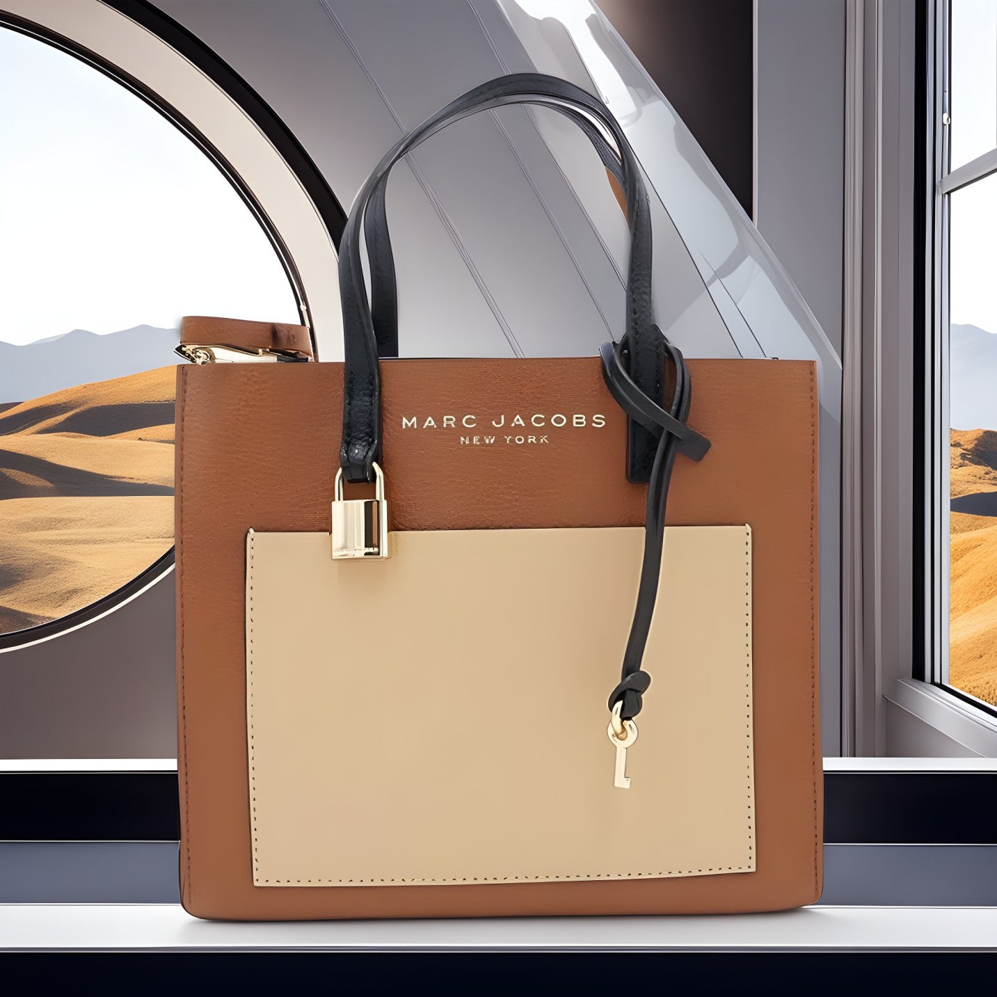 Buy Marc Jacobs Mini Grind Color Block Leather Tote SandShell Bag Small in Pakistan