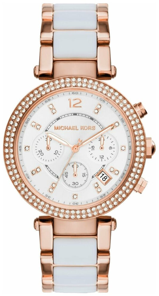 Buy Michael Kors Mini Parker Chronograph White Dial Two Tone Strap Ladies Watch - Mk6261 in Pakistan