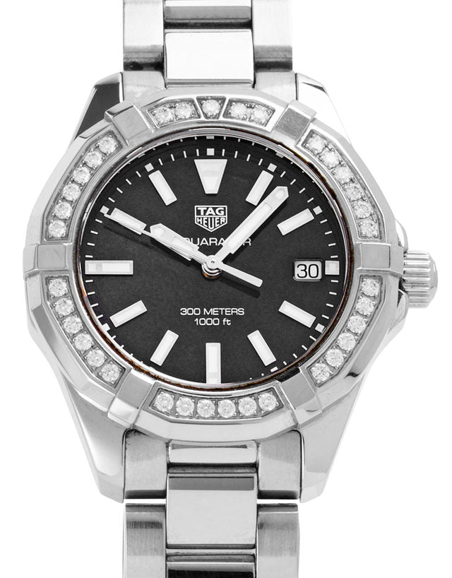 Buy Tag Heuer Aquaracer Black Mother of Pearl Dial with Diamonds Silver Steel Strap Watch for Women - WAY131P.BA0748 in Pakistan