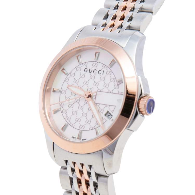 Buy Gucci G-Timeless Mother of Pearl Dial Two Tone Steel Strap Watch for Women - YA126539 in Pakistan