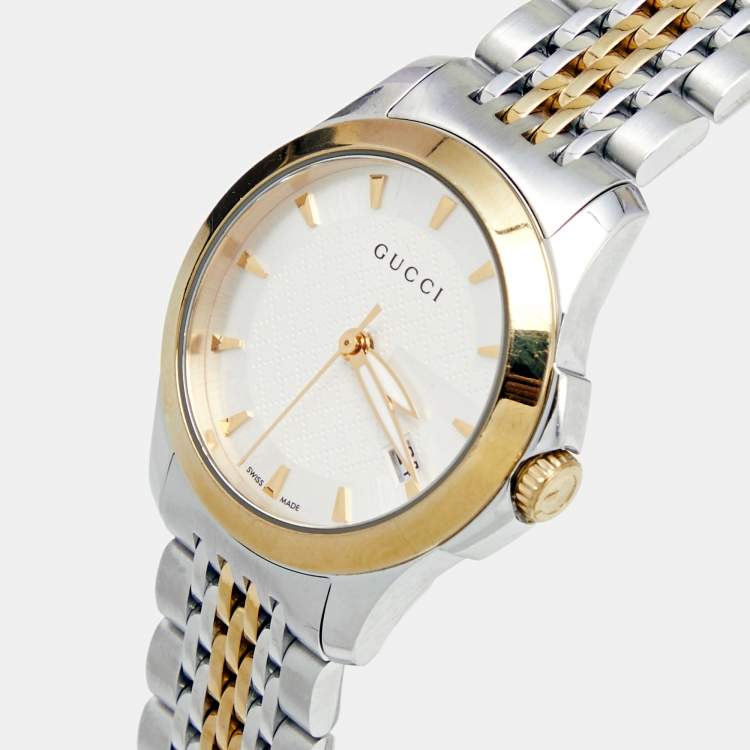 Buy Gucci G Timeless Silver Dial Two Tone Steel Strap Watch for Women - YA126511 in Pakistan