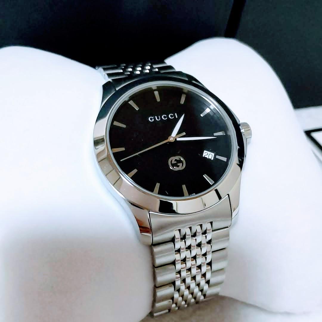 Buy Gucci Women's Swiss Made Quartz Silver Stainless Steel Black Dial 27mm Watch YA1265006 in Pakistan