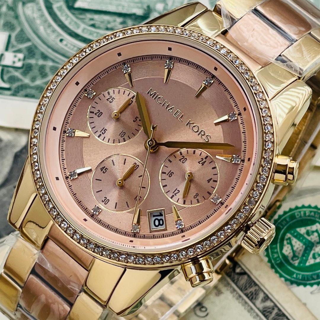 Buy Michael Kors Ritz Chronograph Gold Dial Two-tone Stainless Steel Womens Watch - Mk6475 in Pakistan