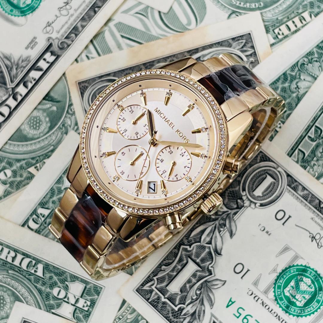 Buy Michael Kors Ritz Gold Dial Two Tone Steel Strap Watch for Women - MK6322 in Pakistan