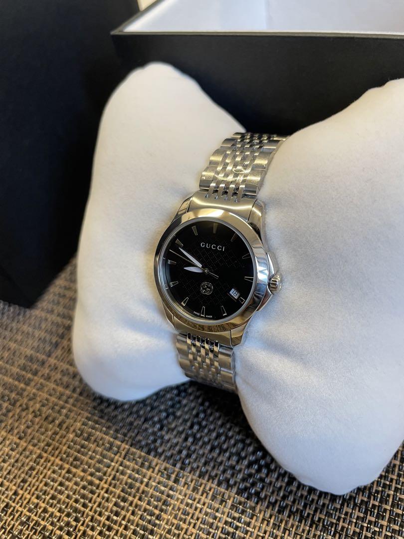 Buy Gucci Women's Swiss Made Quartz Silver Stainless Steel Black Dial 27mm Watch YA1265006 in Pakistan