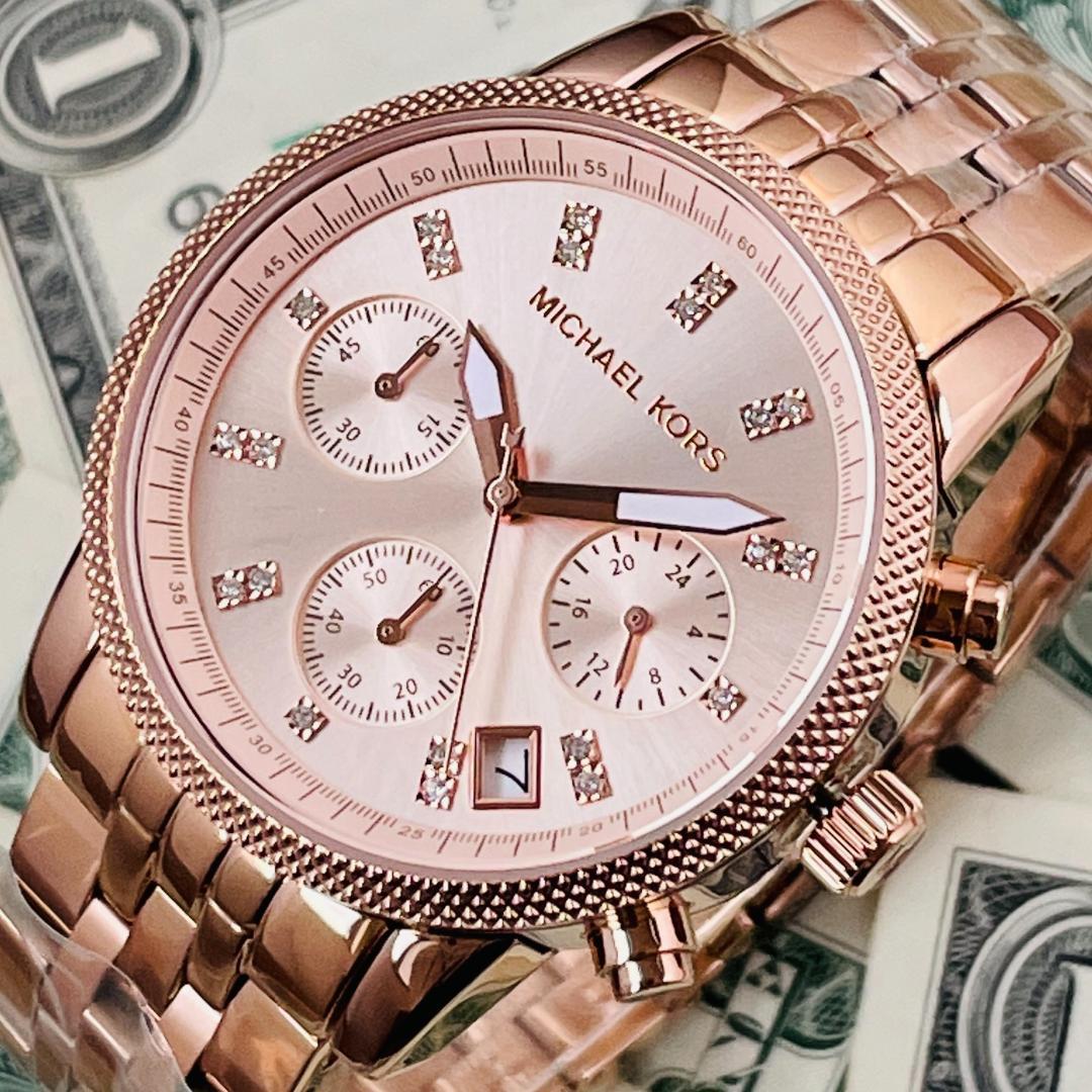 Buy Michael Kors Ritz Chronograph Rose Gold Dial Steel Ladies Watch - Mk6077 in Pakistan