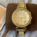 Buy Michael Kors Parker Chronograph Champagne Gold Dial Gold Steel Strap Ladies Watch - Mk5632 in Pakistan