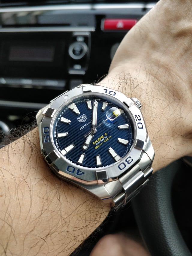 Buy Tag Heuer Aquaracer Blue Dial Silver Steel Strap Watch for Men - WAY2012.BA0927 in Pakistan