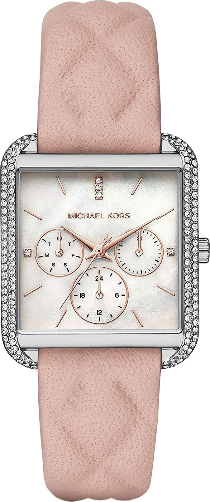 Buy Michael Kors Drew Silver Glitz Mother Of Pearl Dial Pink Leather Watch for Women - Mk2768 in Pakistan