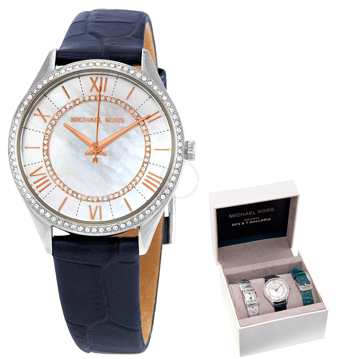 Buy Michael Kors Lauryn Mother of Pearl Dial Blue Leather Strap Watch for Women - MK2767 in Pakistan