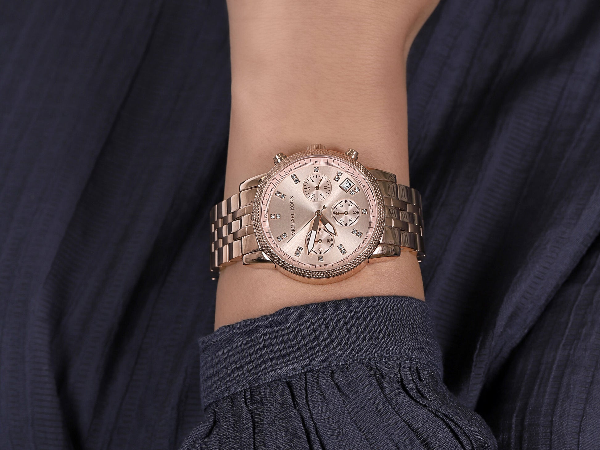 Buy Michael Kors Ritz Chronograph Rose Gold Dial Steel Ladies Watch - Mk6077 in Pakistan