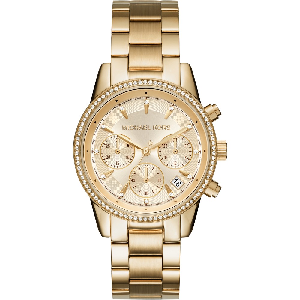 Buy Michael Kors Ritz Chronograph Gold Dial Gold Steel Strap Watch for Women - MK6356 in Pakistan