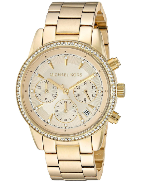 Buy Michael Kors Ritz Chronograph Gold Dial Gold Steel Strap Watch for Women - MK6356 in Pakistan