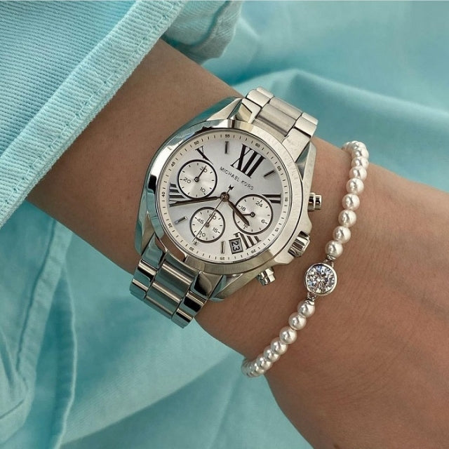 Buy Michael Kors Womens Chronograph Quartz Stainless Steel Silver Dial 34mm Watch - Mk6174 in Pakistan