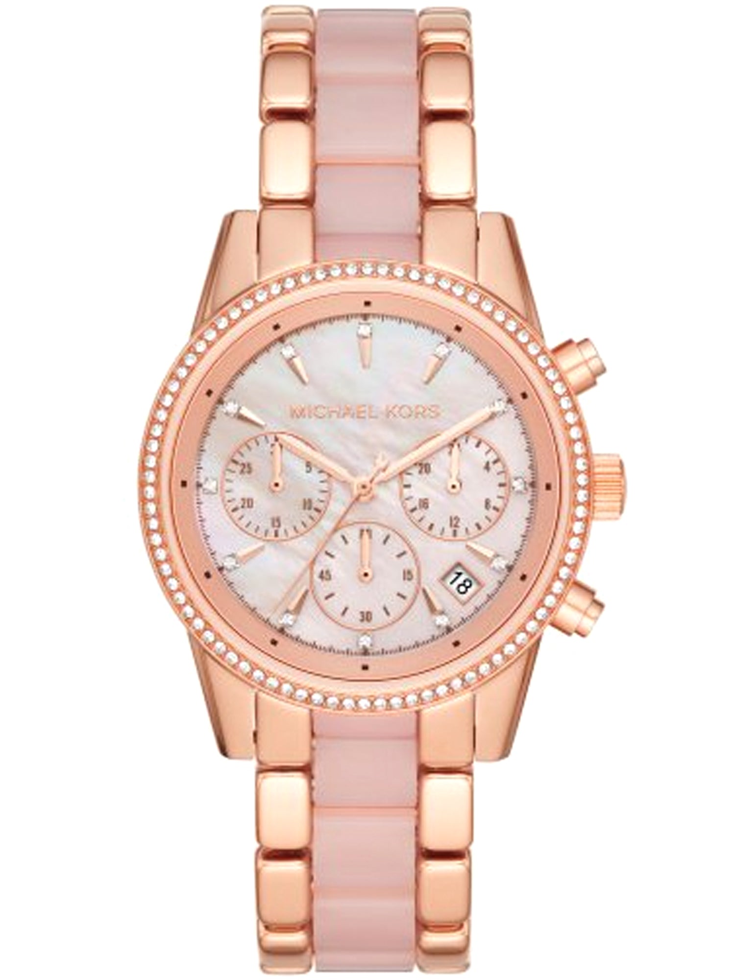 Buy Michael Kors Ritz Chronograph Quartz Crystal Two Tone Strap Ladies Watch - MK6769 in Pakistan