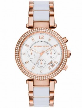 Buy Michael Kors Mini Parker Chronograph White Dial Two Tone Strap Ladies Watch - Mk6261 in Pakistan