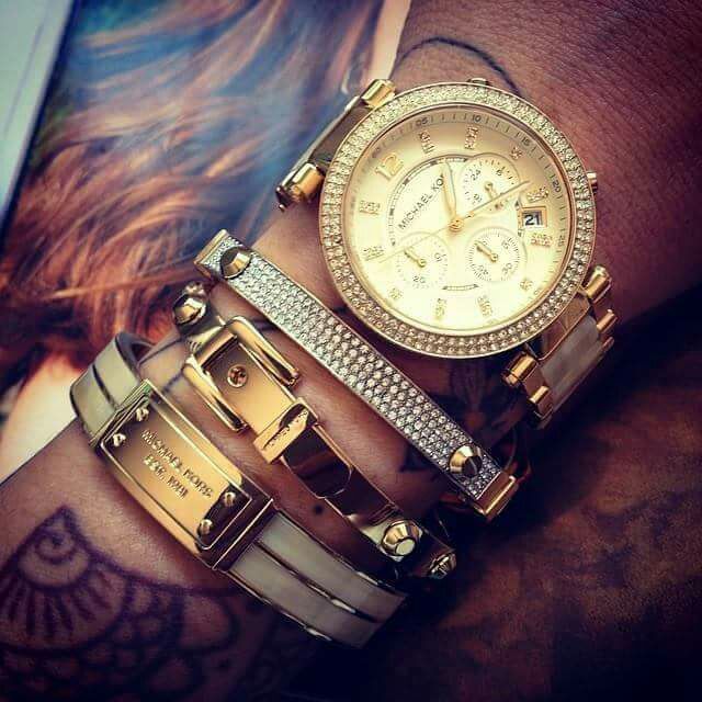 Buy Michael Kors Parker Chronograph Champagne Gold Dial Gold Steel Strap Ladies Watch - Mk5632 in Pakistan