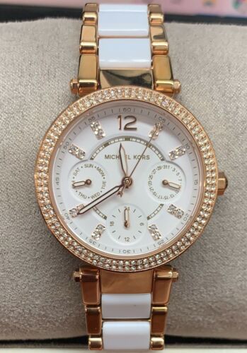 Buy Michael Kors Mini Parker Chronograph White Dial Two Tone Strap Ladies Watch - Mk6261 in Pakistan