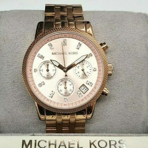 Buy Michael Kors Ritz Chronograph Rose Gold Dial Steel Ladies Watch - Mk6077 in Pakistan