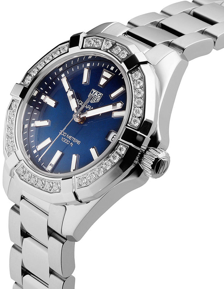Buy Tag Heuer Aquaracer Blue Dial with Diamonds Silver Steel Strap Watch for Women - WAY131N.BA0748 in Pakistan