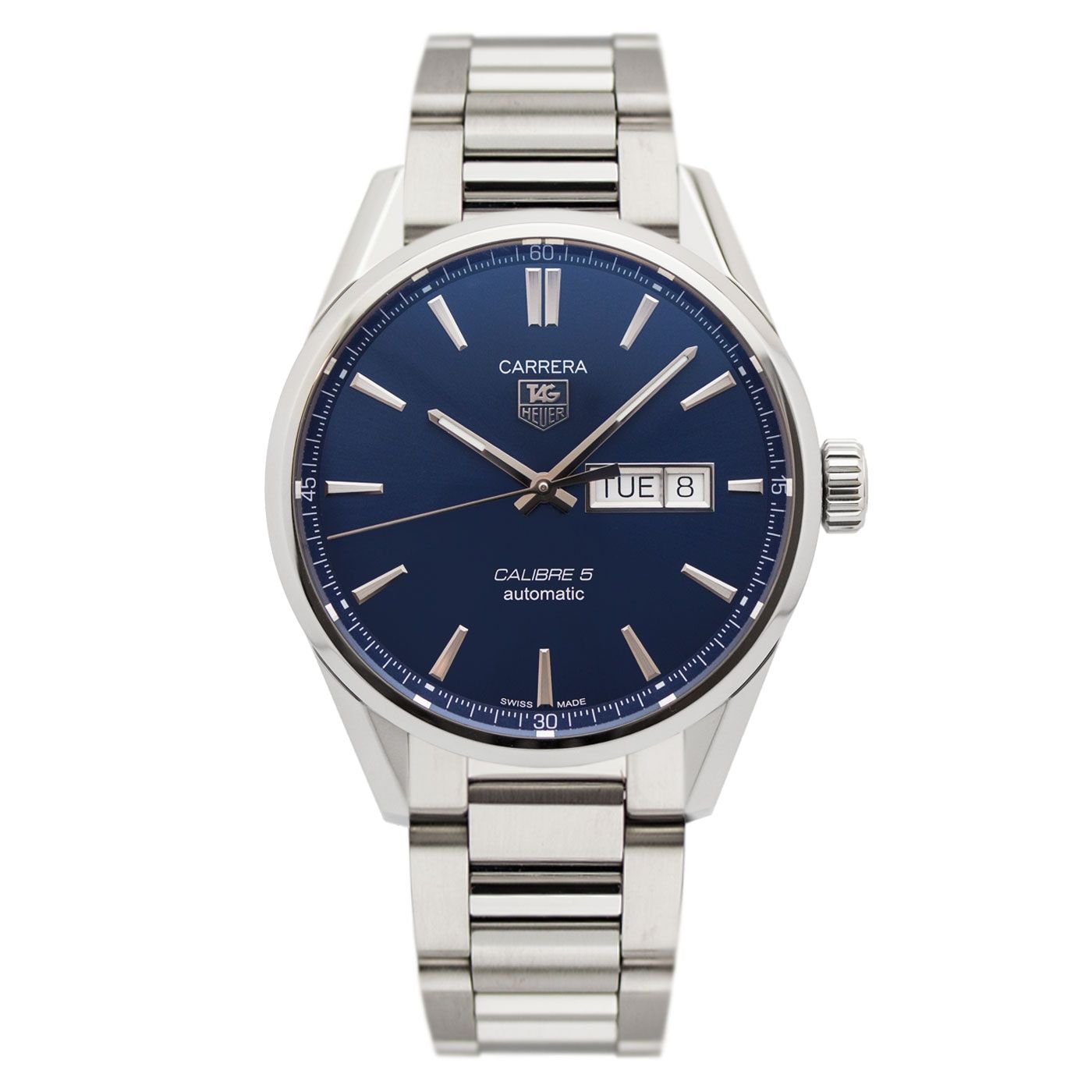Buy Tag Heuer Carrera Calibre 5 Blue Dial Silver Steel Strap Watch for for Men - WAR201E.BA0723 in Pakistan